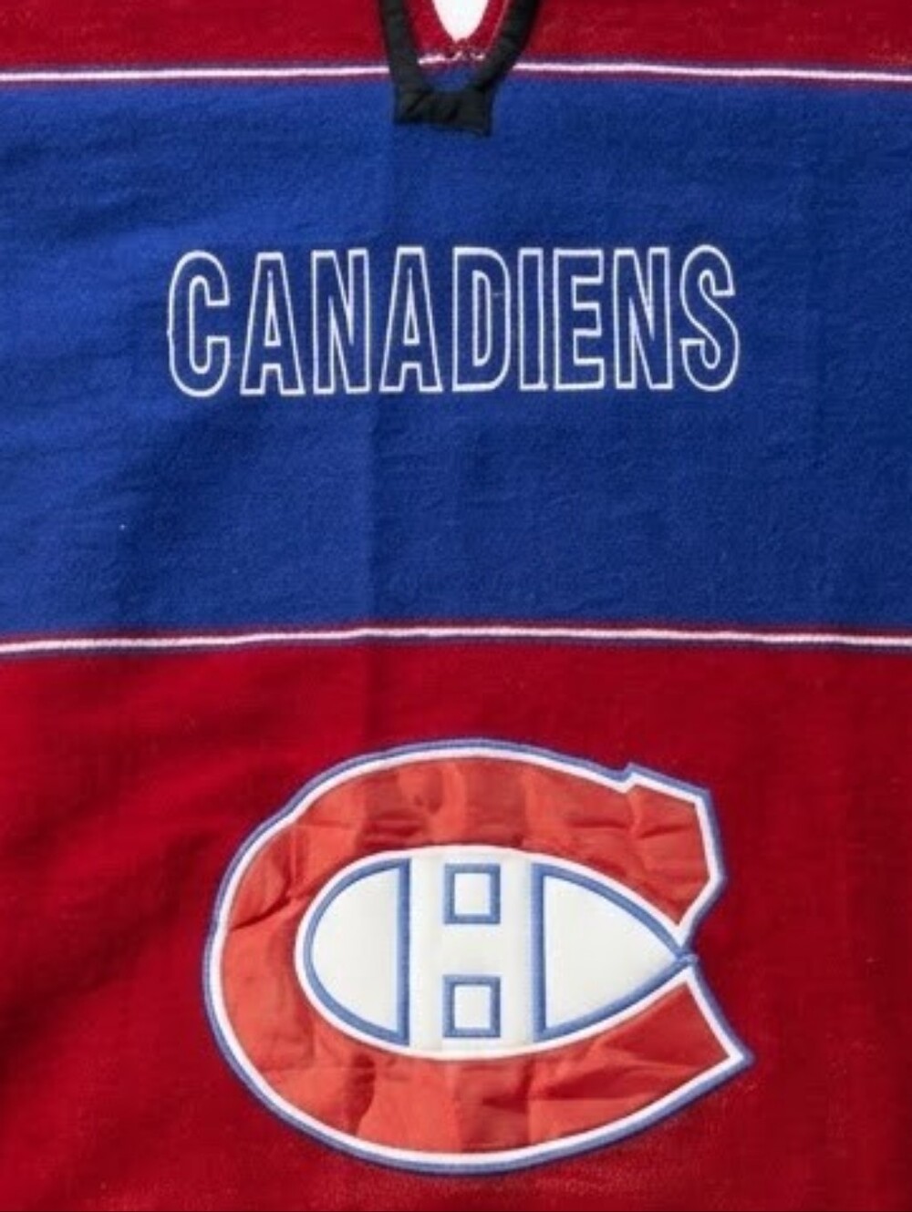 Handmade Montreal Canadiens Mexican Blanket Poncho Vintage NHL Gaban - Picture 3 of 3